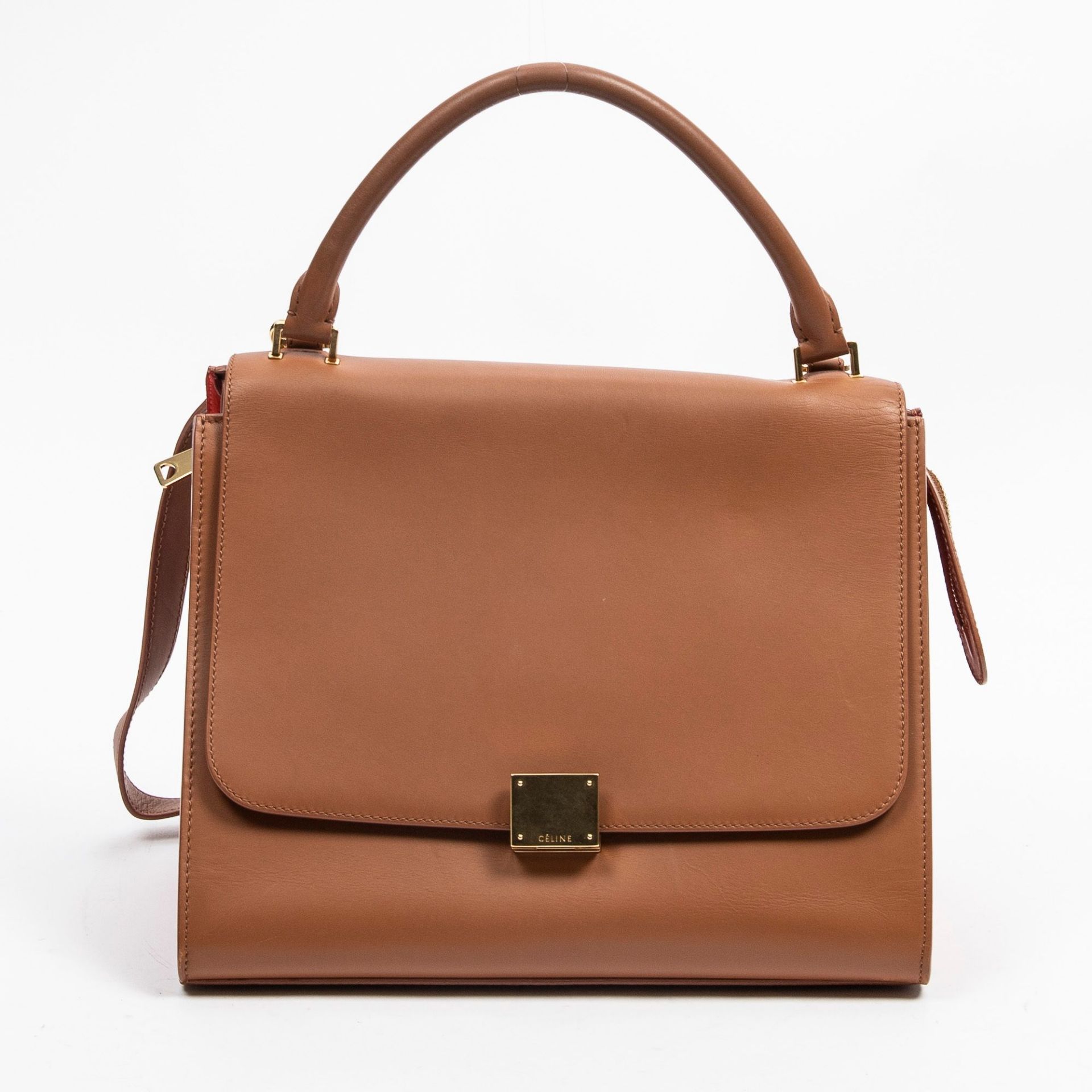 RRP £2500 Celine Medium Trapeze Shoulder Bag in Brown and Red - AAQ6873 - Grade A Please Contact