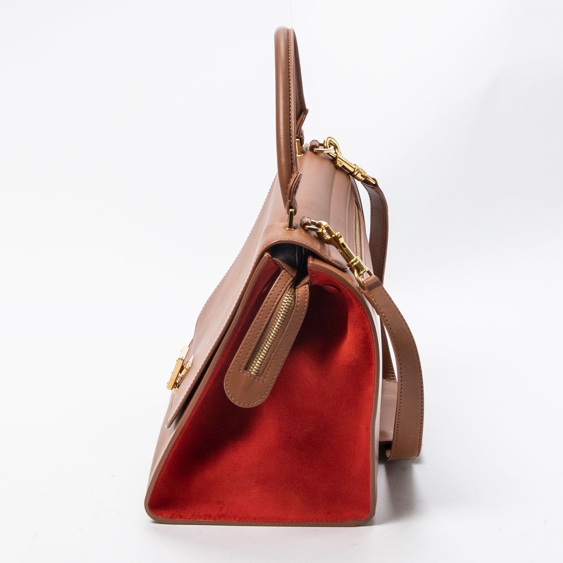 RRP £2500 Celine Medium Trapeze Shoulder Bag in Brown and Red - AAQ6873 - Grade A Please Contact - Image 3 of 3