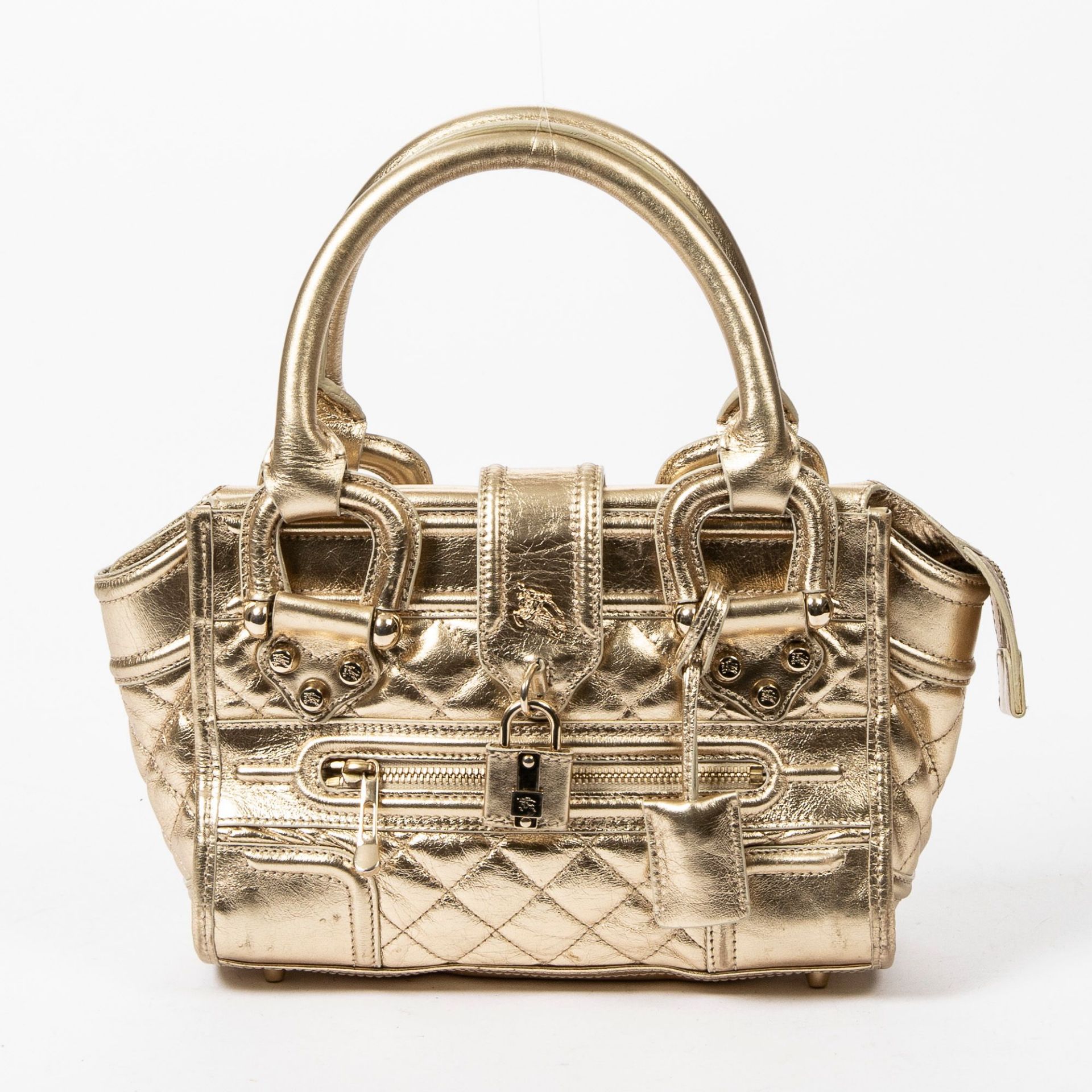 RRP £890 Burberry Prorsum Knight Medium Shoulder Bag in Metallic Gold - AAP4585 - Grade A Please