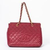 RRP £3800 Chanel Quilted Front Logo Grand Shopping Tote Bag in Rasberry - AAP7229 - Grade A Please