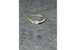RRP £700 18ct White Gold Brilliant Cut Diamond Single Stone Ring, Small Diamond Set Into Band (