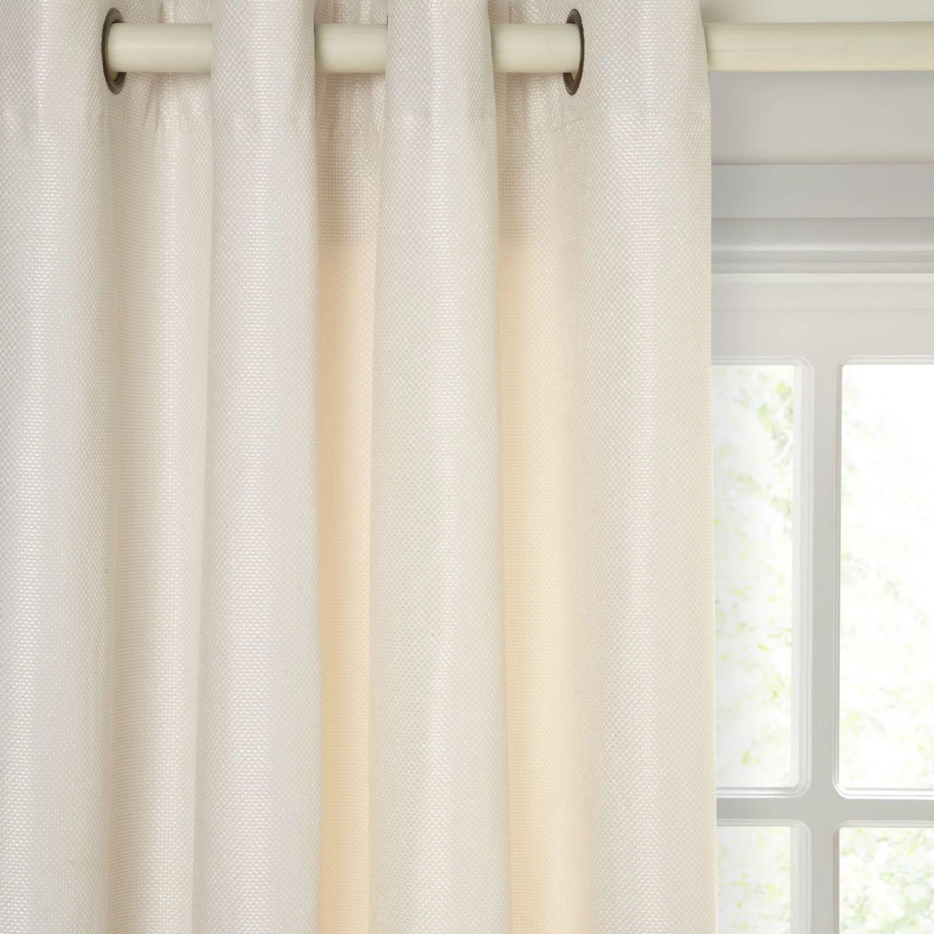 RRP £80 Bagged Pair Of John Lewis And Partners Textured Weave Lily 228Cmx182Cm Eyelet Headed Curtain