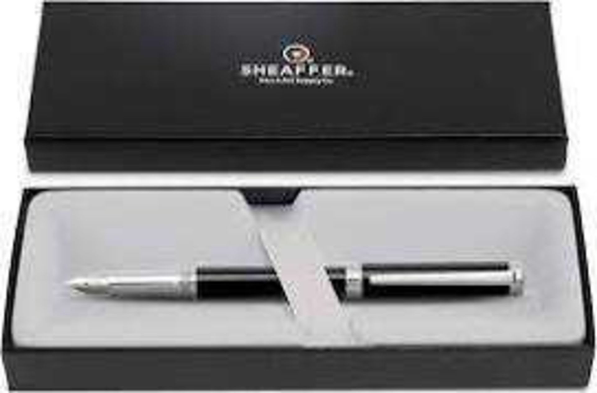 RRP £80 Boxed Sheaffer Pen & Art Supply Detailed Black And Gold Ball Point Ben