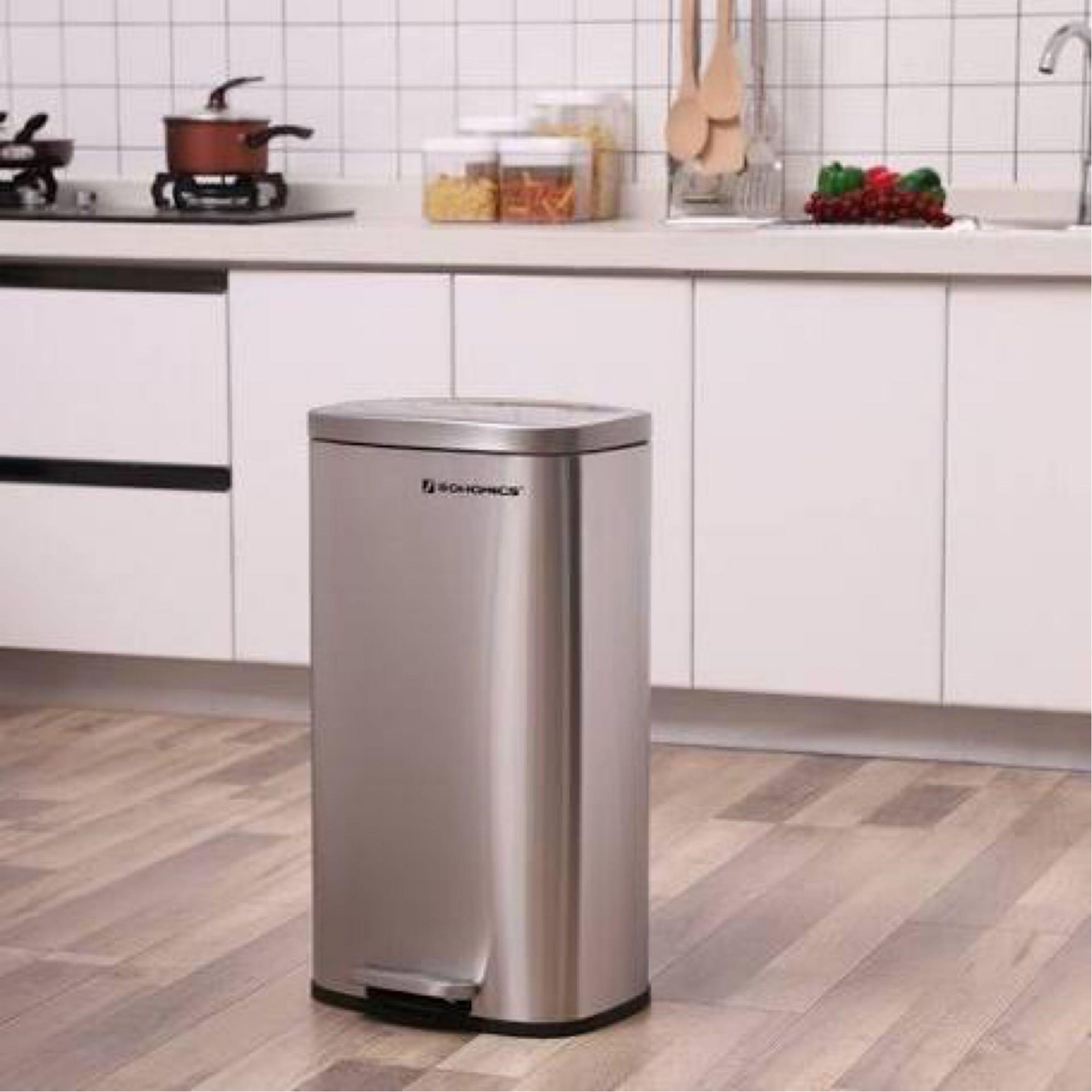 RRP £60 Songmics 30 Litre Stainless Steel Pedal Bin