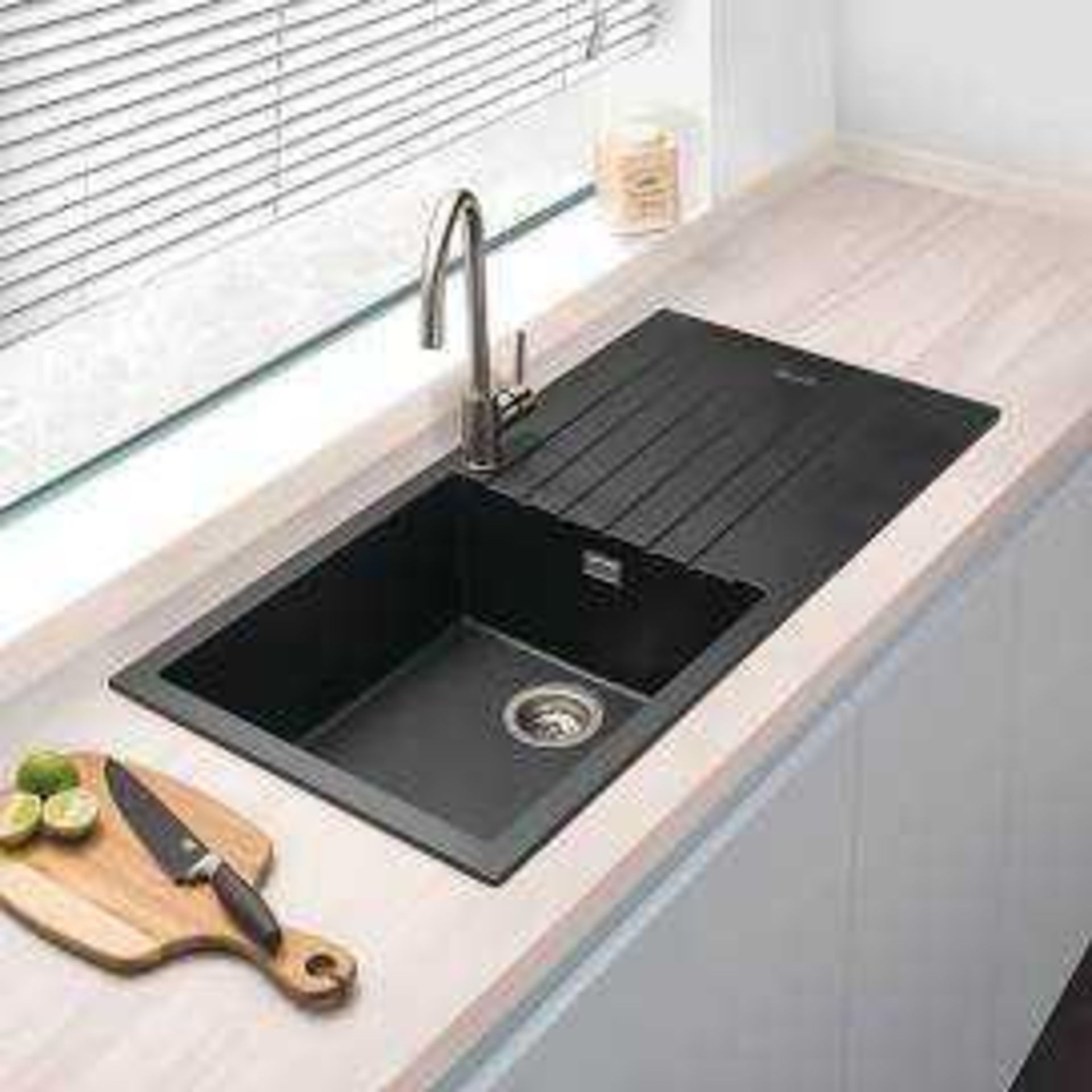 RRP £380 Lot To Contain 2 Boxed Single Bowl Black Sink Units With Drainer