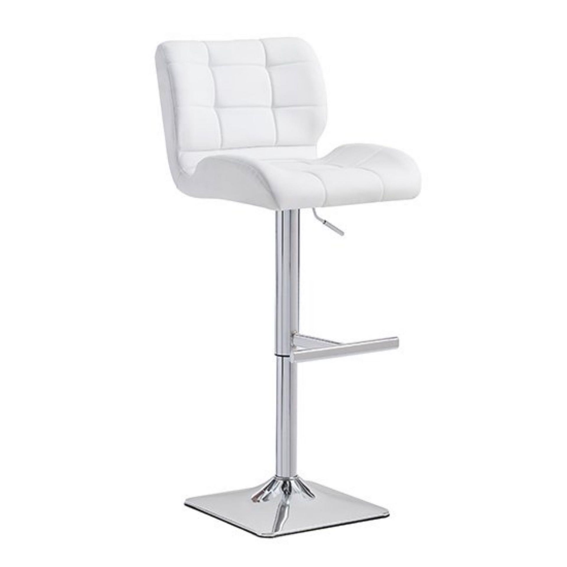 RRP £115 Boxed Candid White Bar Stool In Faux Leather With A Chrome Plated Base