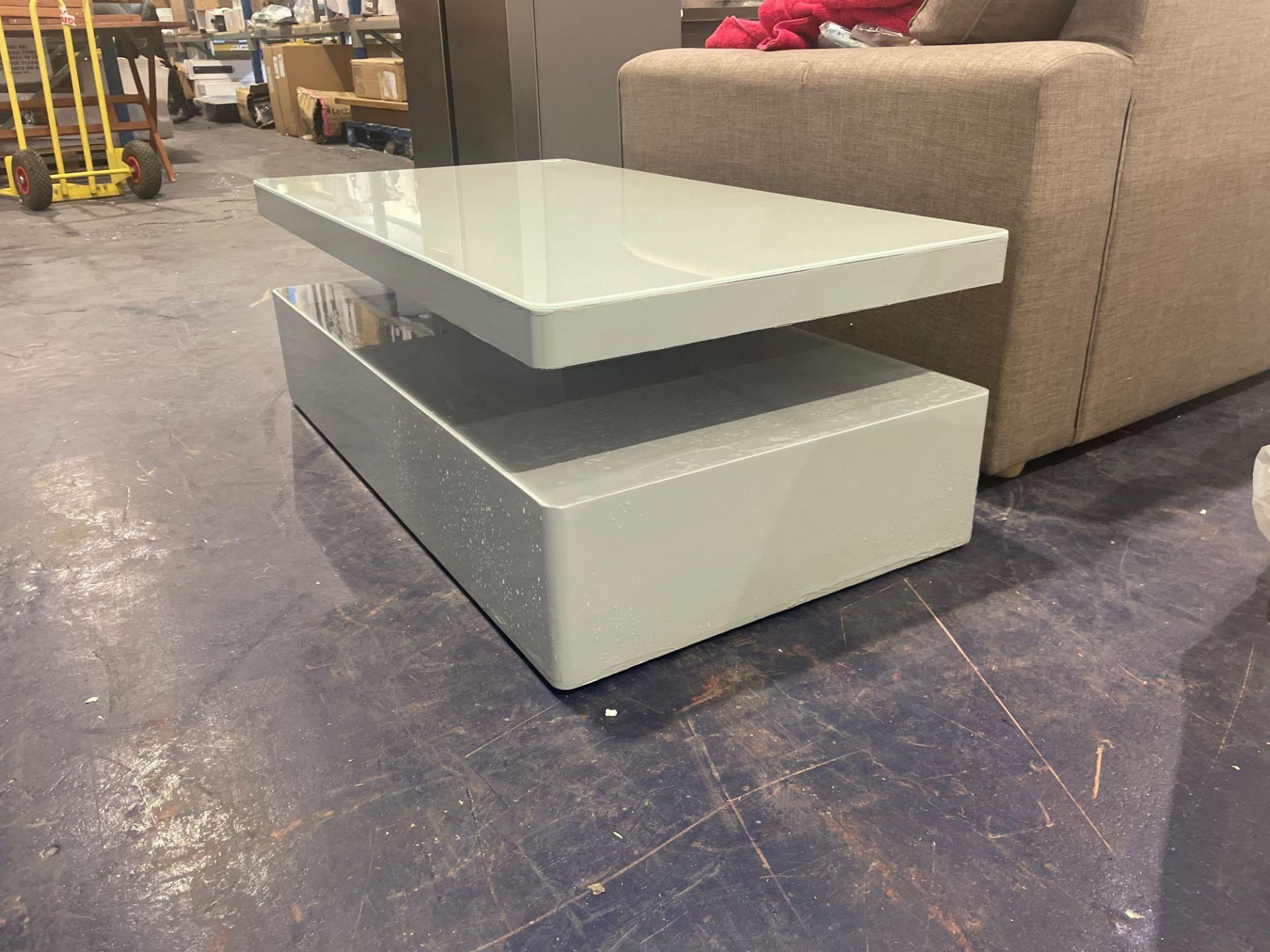 RRP £320 Unboxed Quinton Modern Light Grey Coffee Table With Led Lights - Image 2 of 2