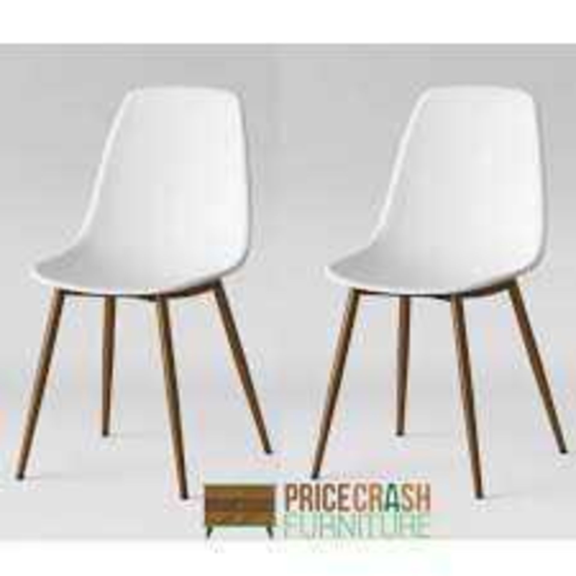 RRP £110 Boxed Pair Of White Plastic Designer Dining Chairs