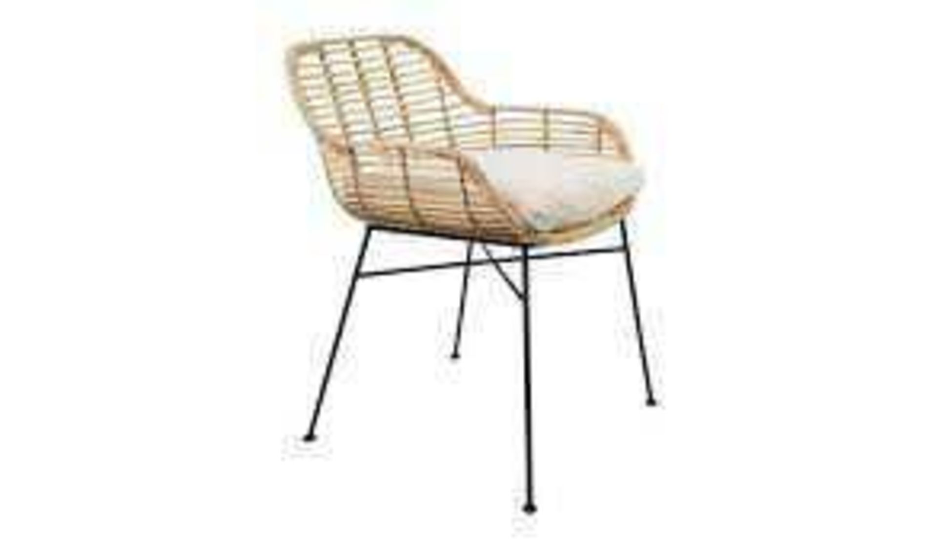 RRP £110 Boxed Rattan Single Armchair With Seat Pad