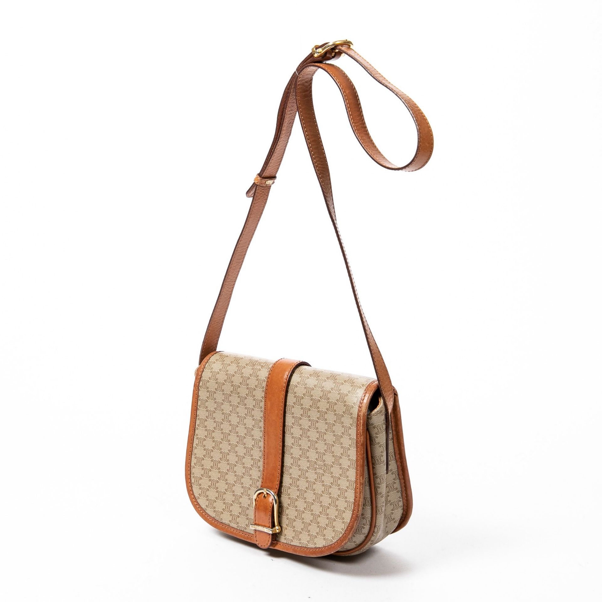 RRP £1080 Celine Vintage Buckle Shoulder Flap in Beige and Brown - AAO4945 - Grade A Please - Image 2 of 3