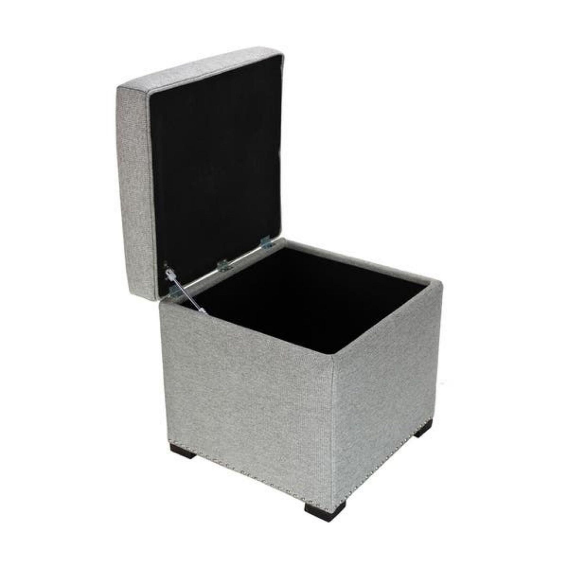 RRP £100 Grey Fabric Upholstered Ottoman Storage Footstool