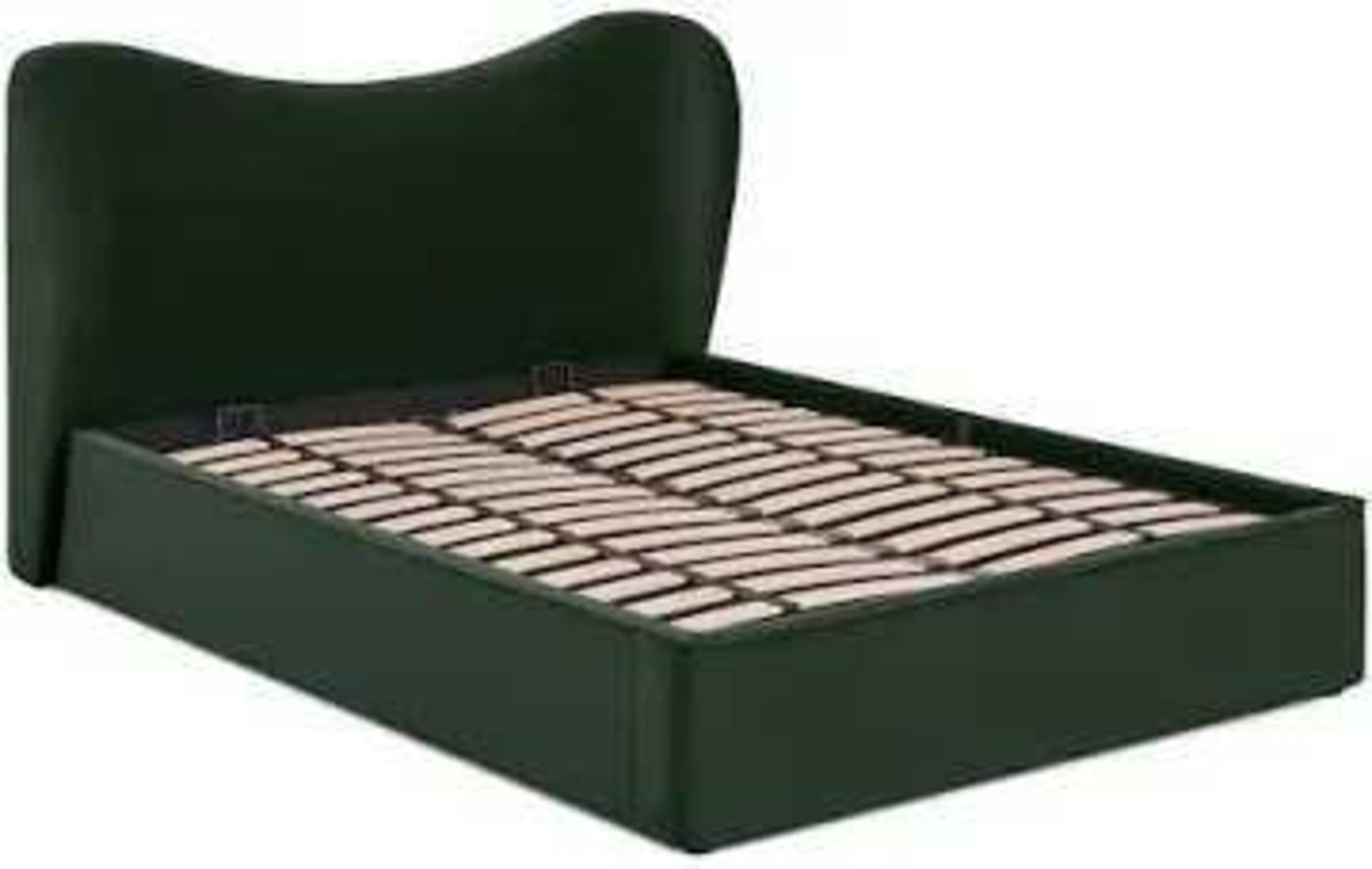 RRP £780 Kooper King Size Ottoman Storage Bed Green Velvet