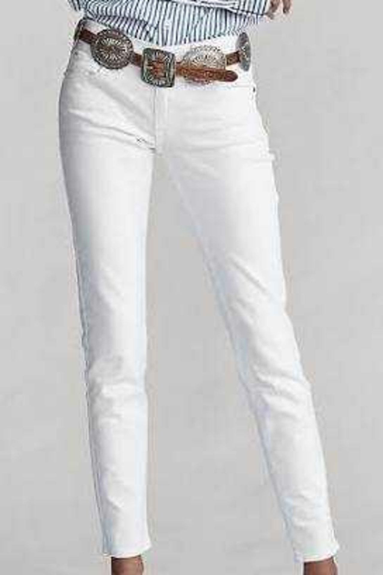 RRP £125 Bagged Pair Of Polo Ralph Lauren Skinny Fit White Denim Jeans