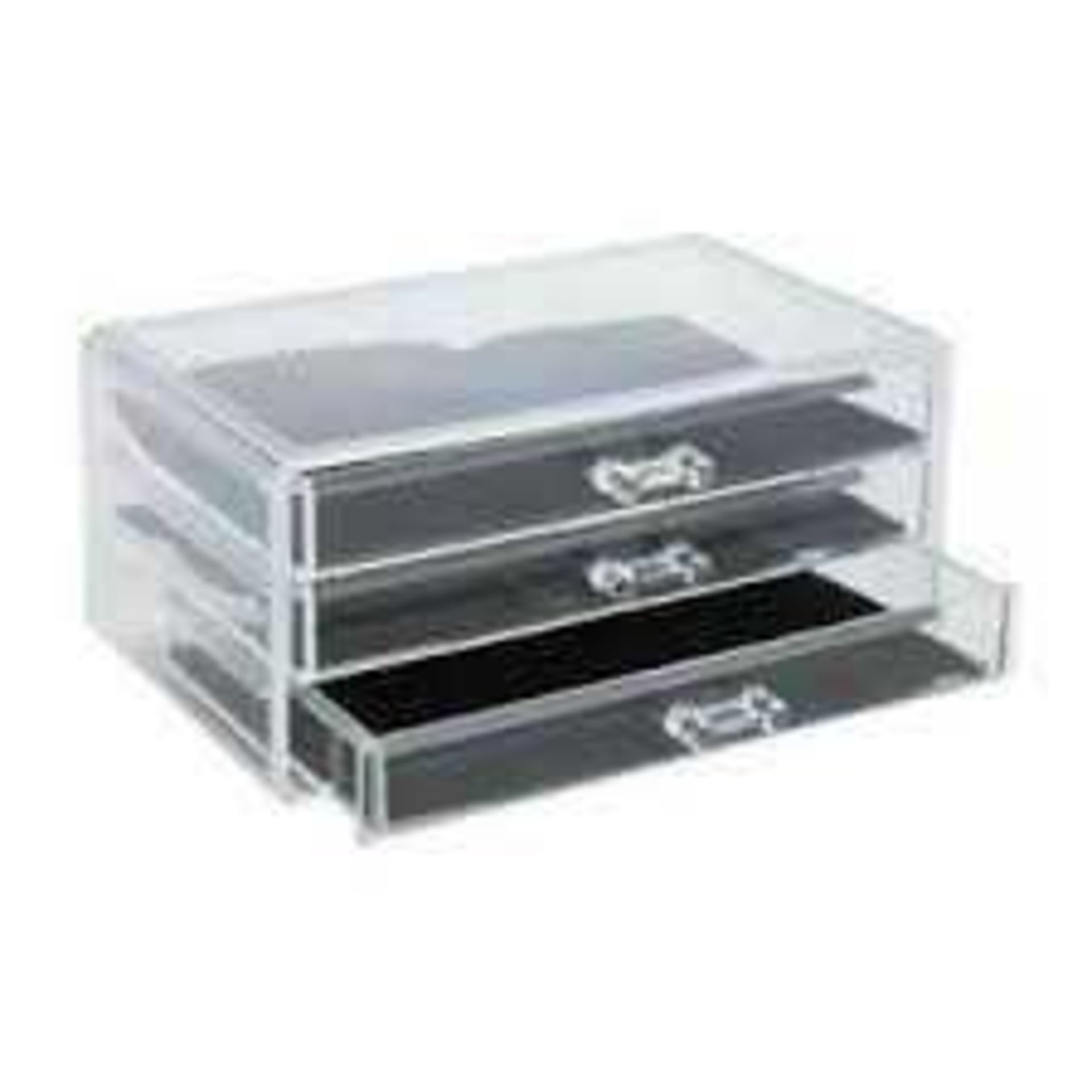 RRP £100 Lot To Contain 4 Boxed Laroc Crystal Clear Acrylic Cosmetic Organiser Drawers (Sb)