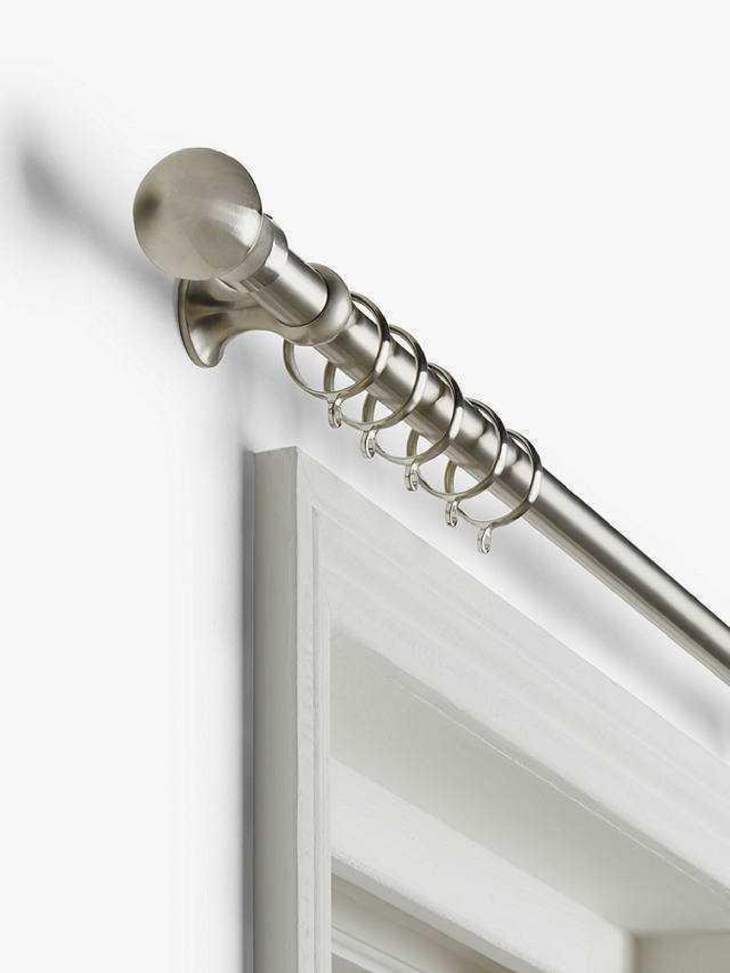 RRP £80 Boxed John Lewis And Partners 25Mmx120Cm Brushed Steel Curtain Pole Kit