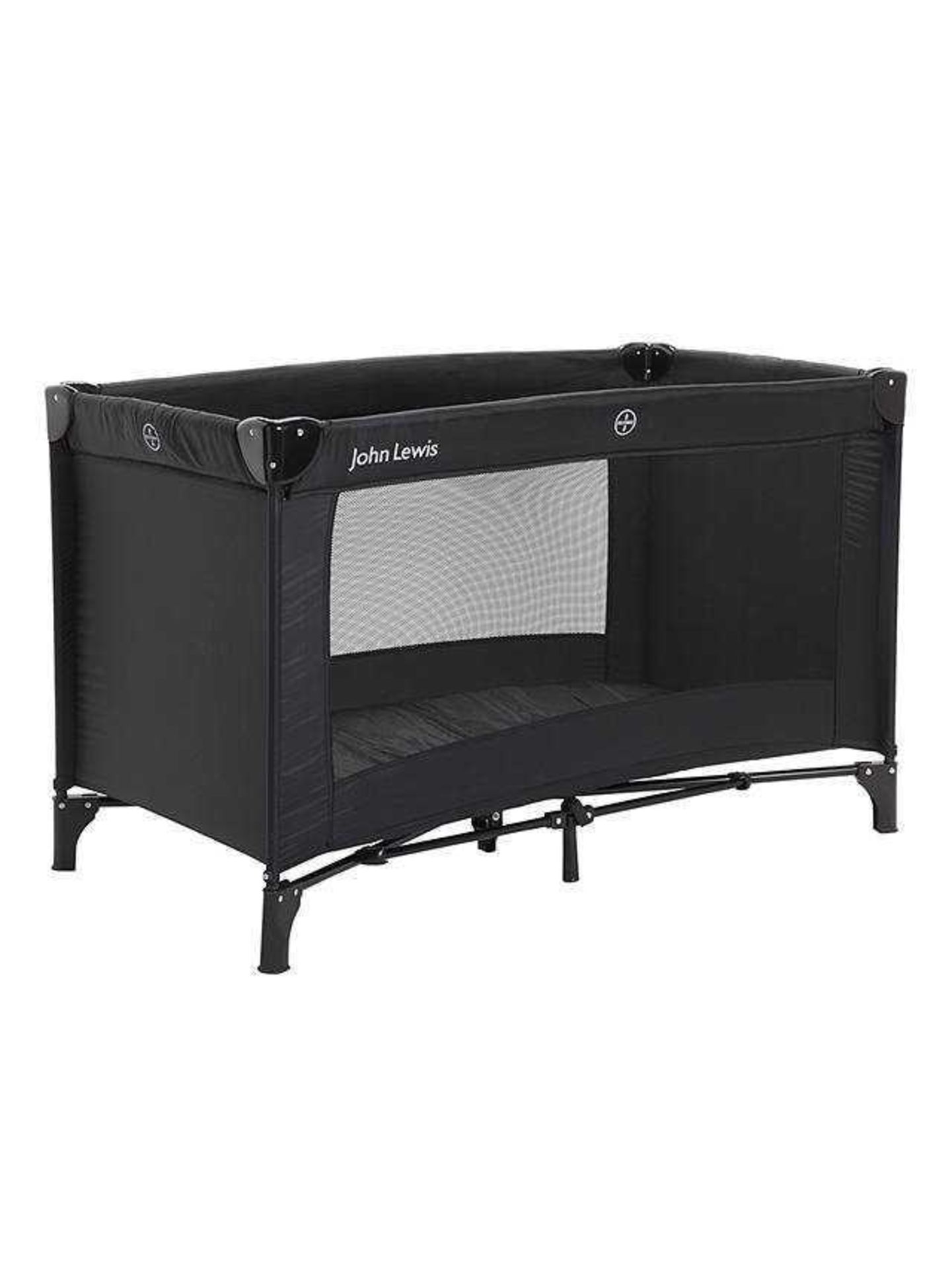 RRP £70 Boxed John Lewis And Partners Black Easy Up Travel Cot