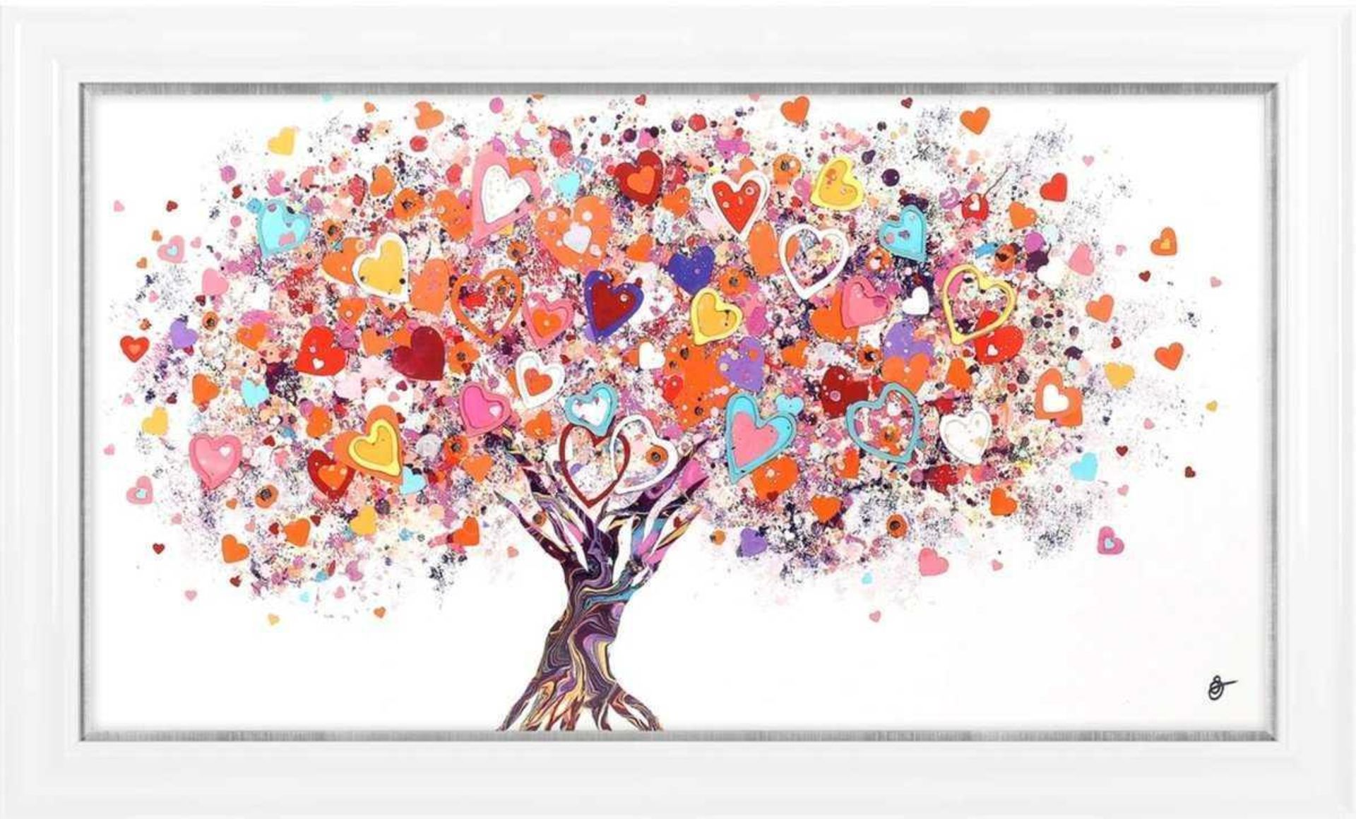 RRP £160 Packaged As New Sara Otter Tree Of Hearts Framed Graphic Wall Art Picture