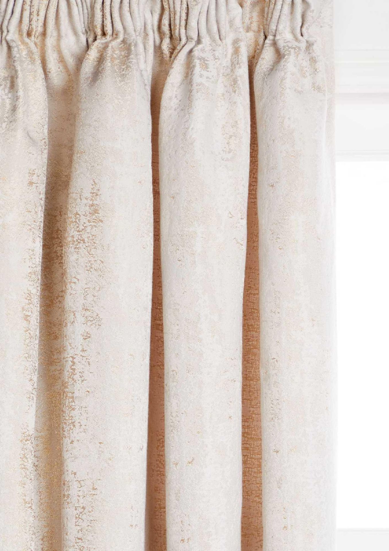 RRP £110 Bagged Pair Of John Lewis And Partners 228X304Cm Compton Gold Eyelet Headed Curtains