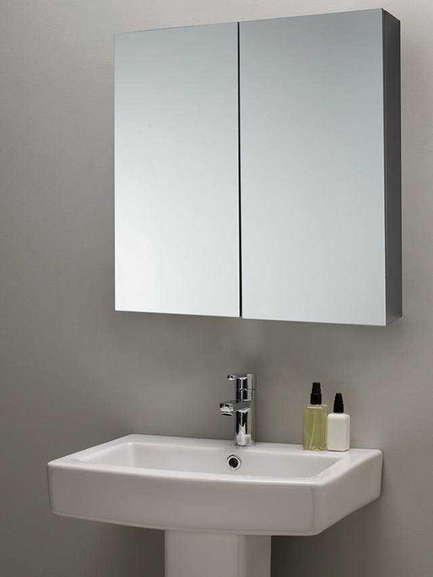 RRP £180 Boxed John Lewis And Partners Double Door Mirrored Bathroom Cabinet With Shelves