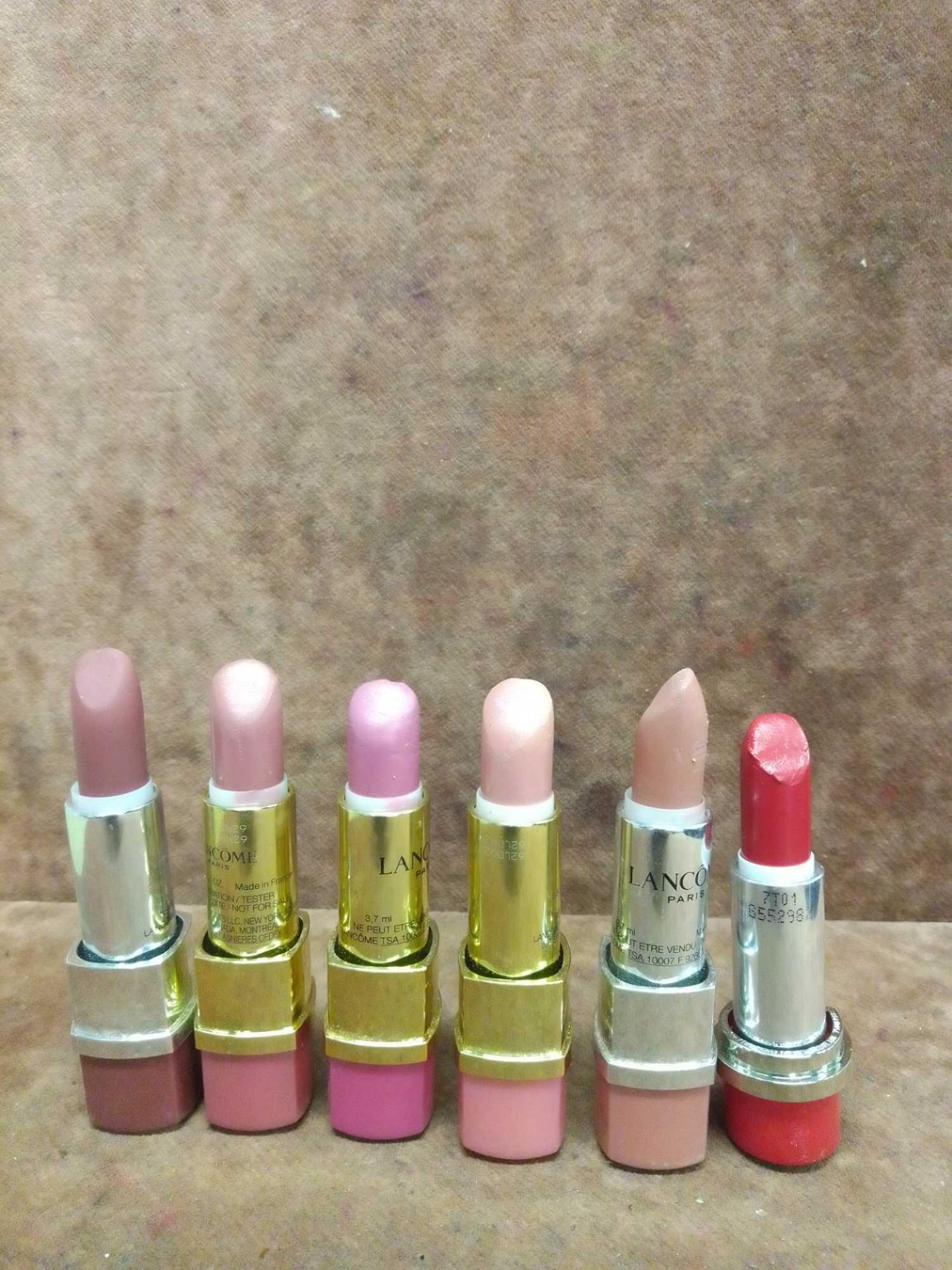 (Jb) RRP £180 Lot To Contain 6 Testers Of Assorted Premium Lancome Lipsticks In Assorted Shades All