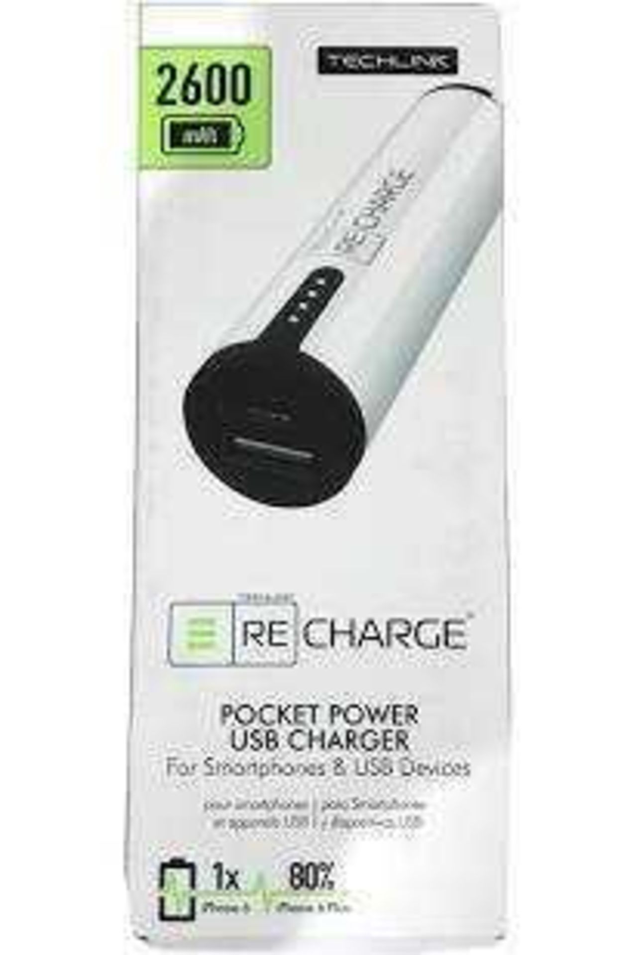 RRP £120 Combined Lot To Contain 6X Boxed Re Charge 2600Mah Pocket Power Usb Charger