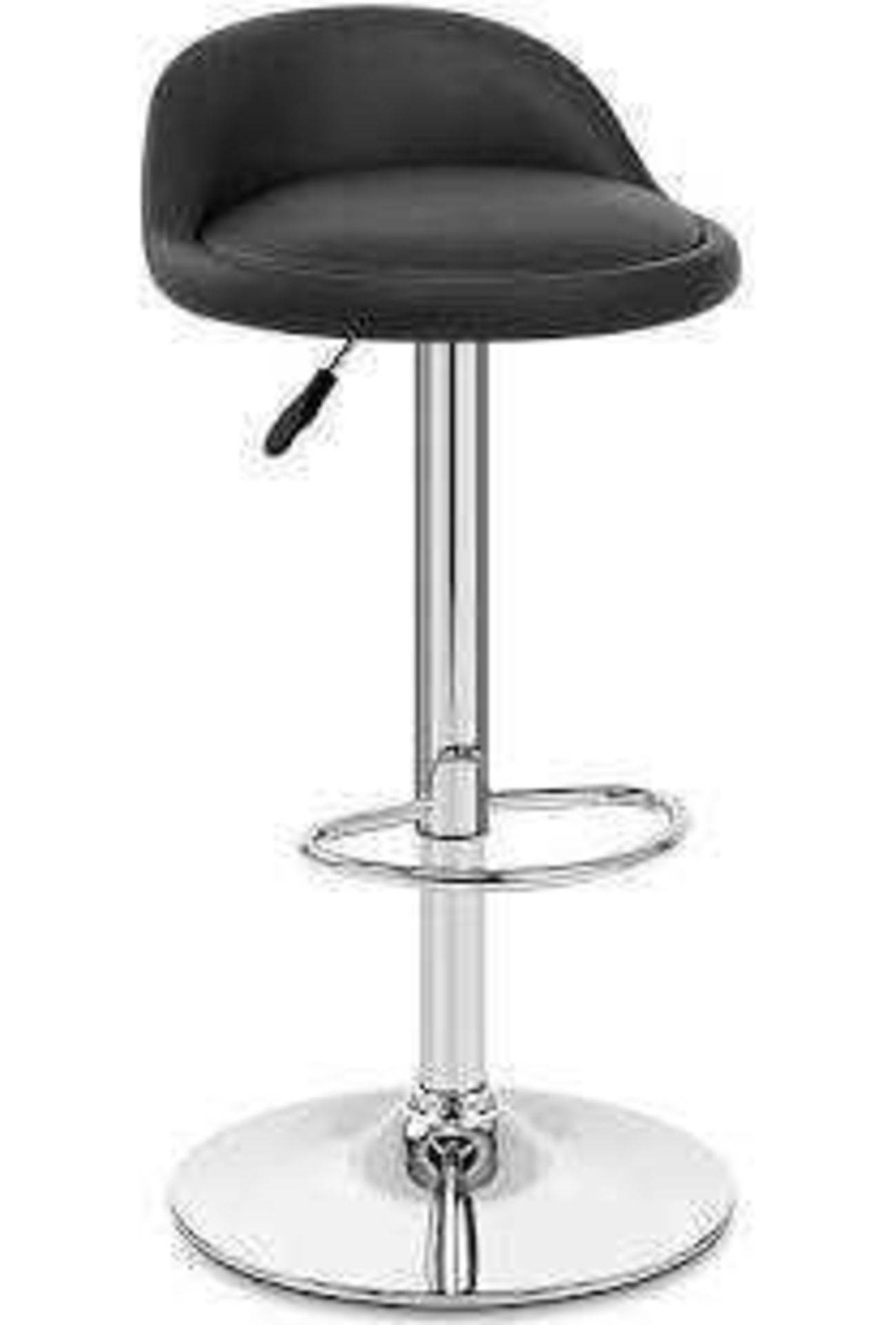 RRP £149 Boxed Mca Furniture Bardo Black Leather And Chrome Finish Gas Lift Swivel Bar Stool