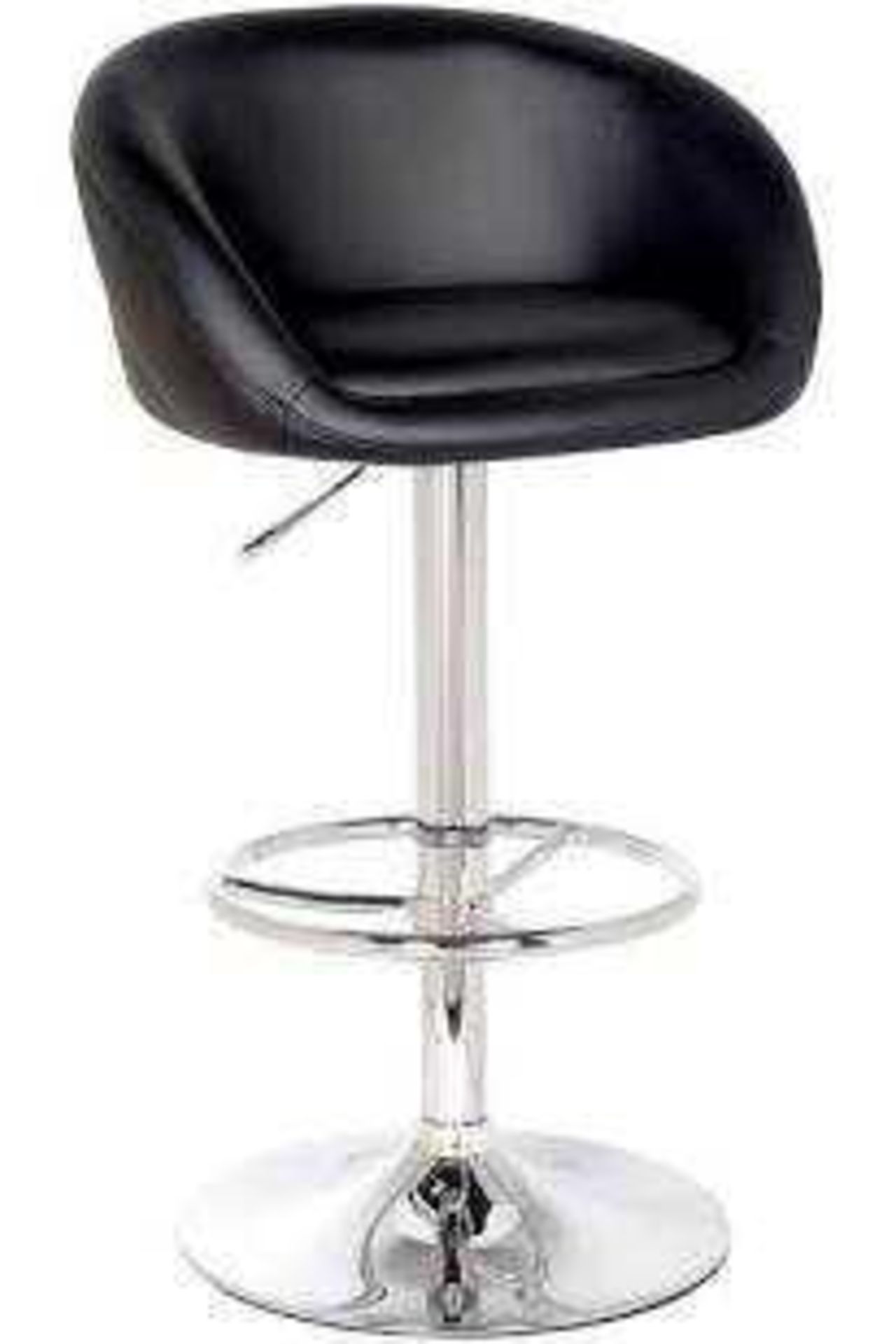 RRP £139 Boxed Mca Furniture Black Leather And Chrome Finish Gas Lift Swivel Bar Stool