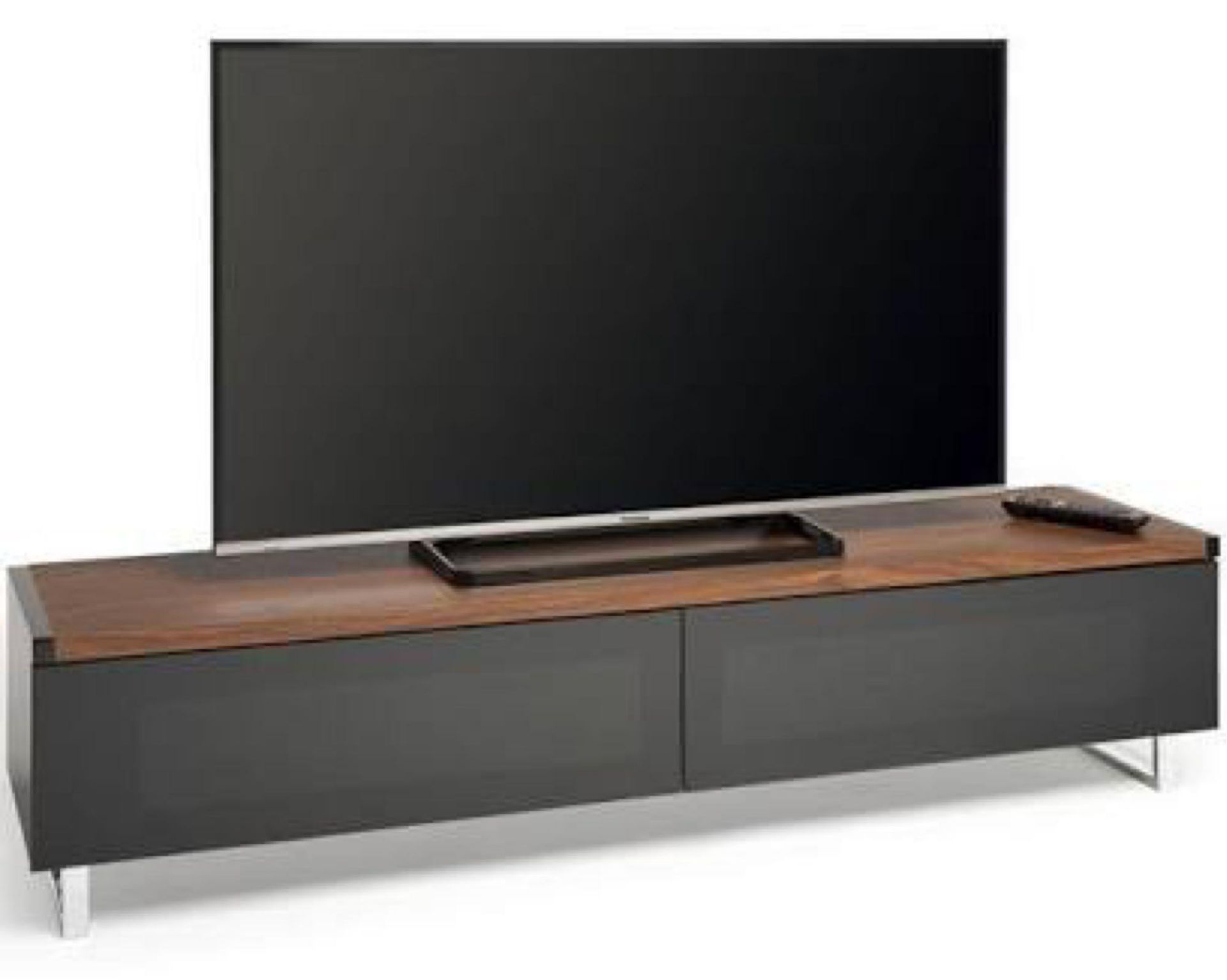 (Bd)RRP £450 Unboxed John Lewis Small Wooden And Black Tv Unit