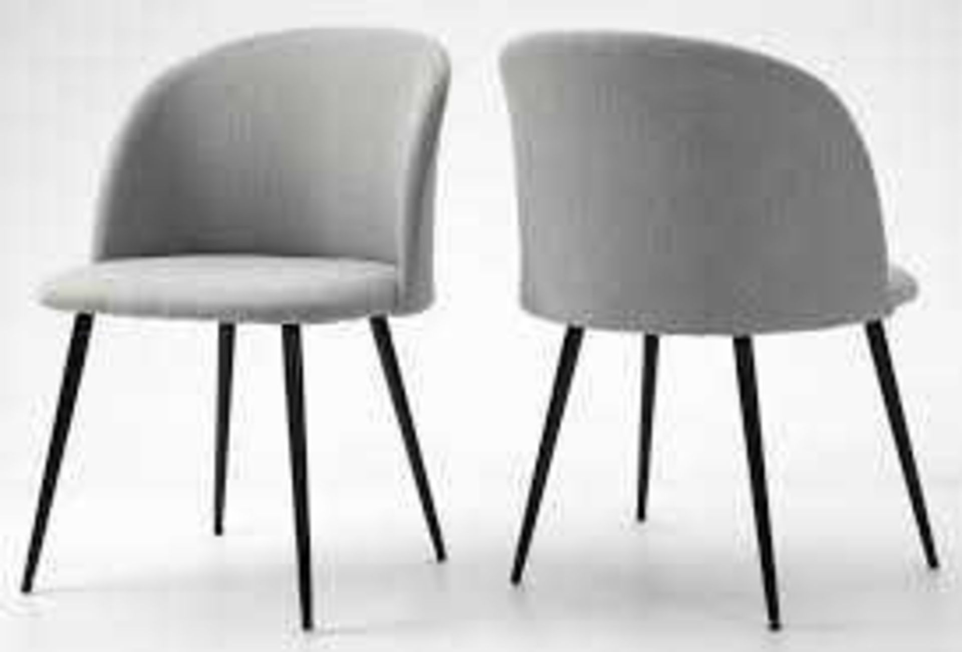 RRP £140 Boxed Pair Of Hallowood Furniture Light Grey Fabric Upholstered Designer Dining Chairs With