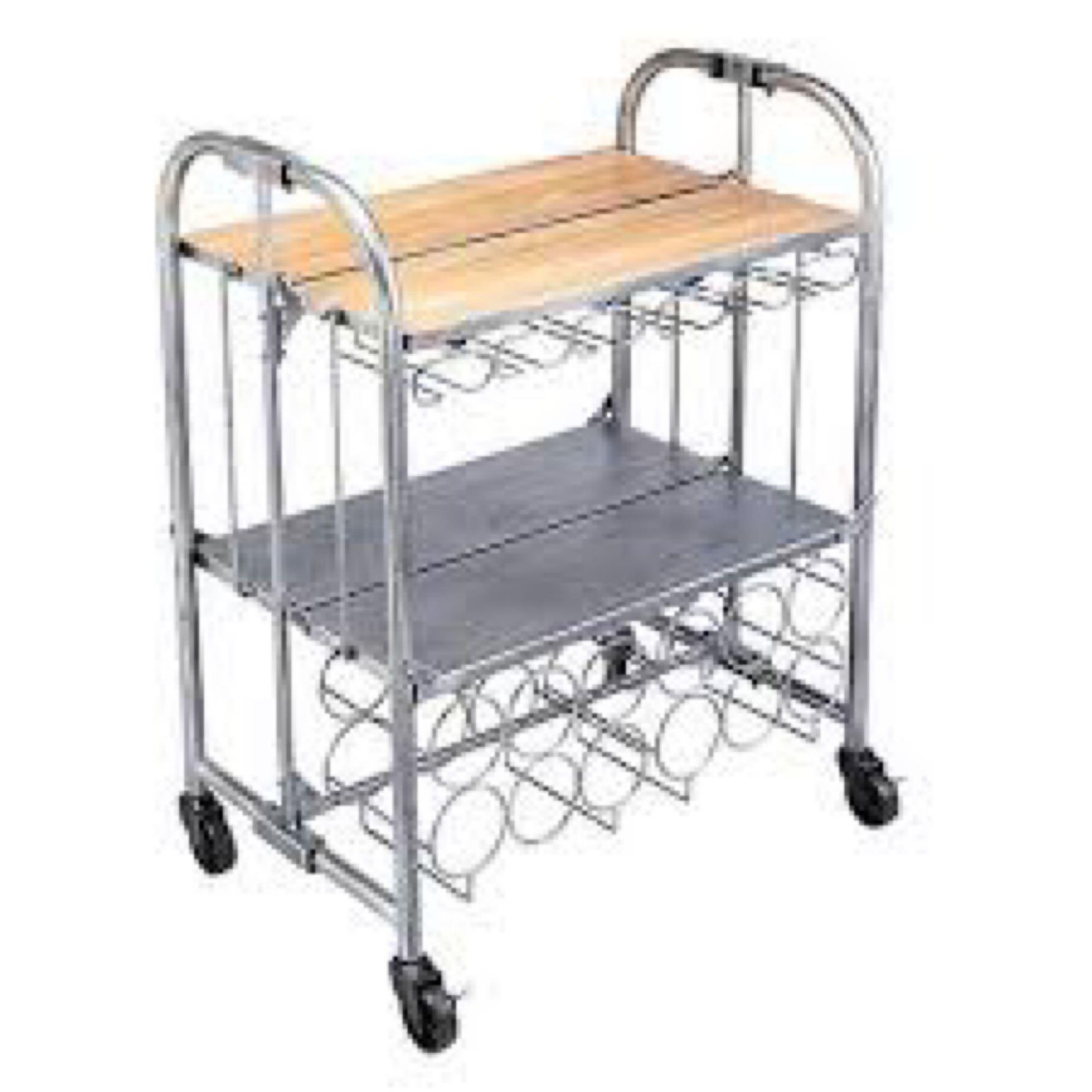 RRP £200 Kitchen Craft Folding Barcart Acacia Transit Carton