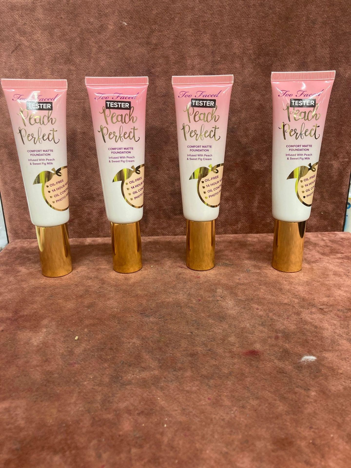 (Jb) RRP £210 Lot To Contain 7 Testers Of 48Ml Too Faced Peach Perfect Comfort Matte Foundations All