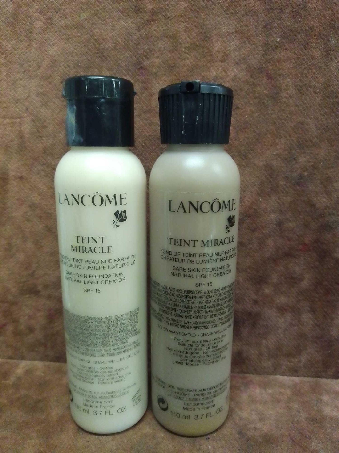 (Jb) RRP £250 Lot To Contain 2 Testers Of Extra Large Salon Size 110Ml Lancome Teint Miracle Bare Sk