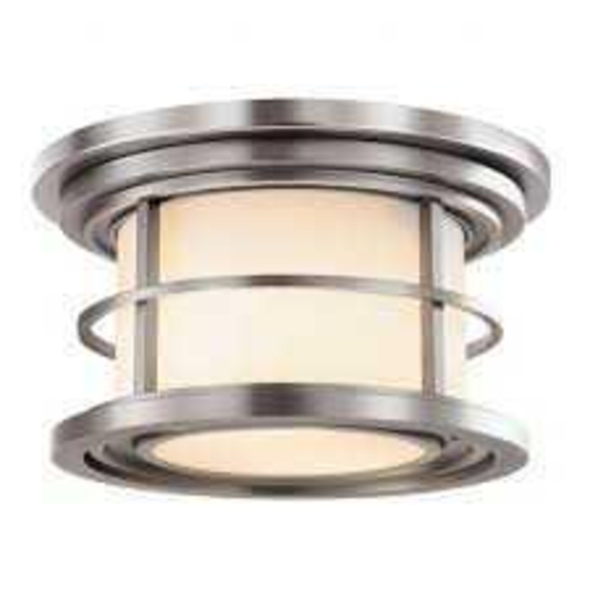 RRP £160 Boxed Feiss Lighthouse Outdoor Brushed Steel Flush Light Fitting