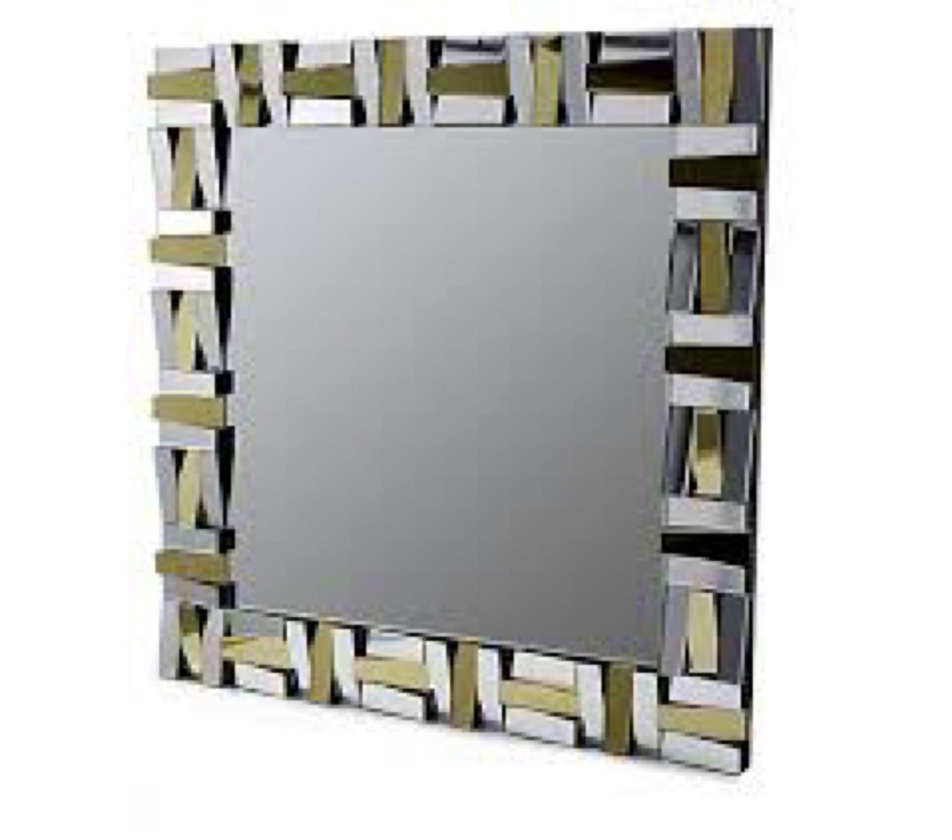 RRP £170 Boxed Julien Macdonald Large Square Crystal Wall Mirror In Silver And Grey