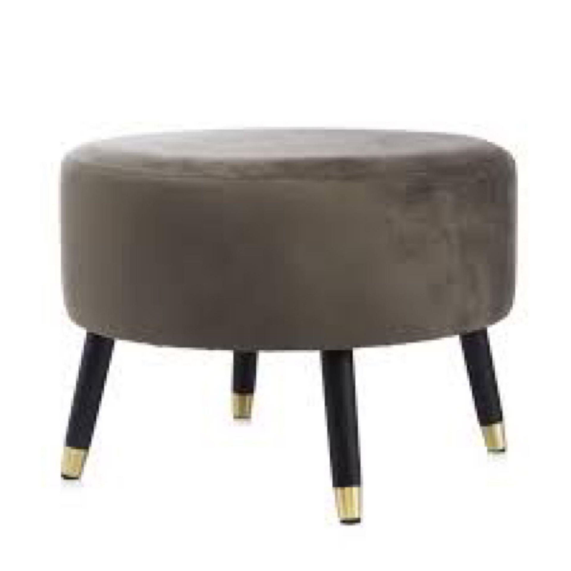 RRP £80 Boxed Teal Blue Velvet Fabric Upholstered Designer Foot Stool With Gold Tip Legs