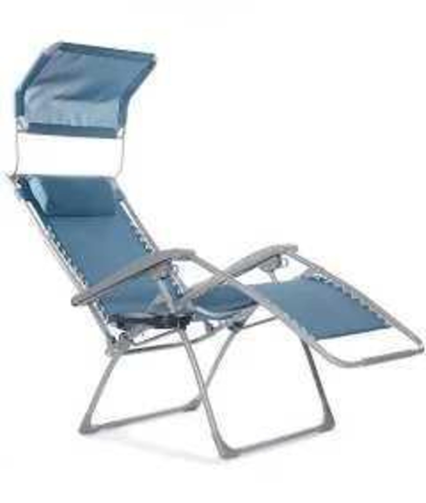 RRP £75 Boxed Valencia Navy Blue Sun Lounger With Sun Shade And Cup Holder