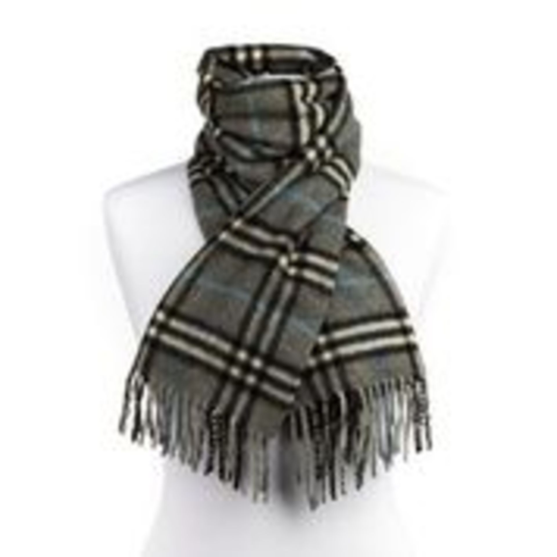 RRP £1290 Burberry Vintage Check Tartan Scarf Grey/White - EAG2153 - Grade AA - Please Contact Us