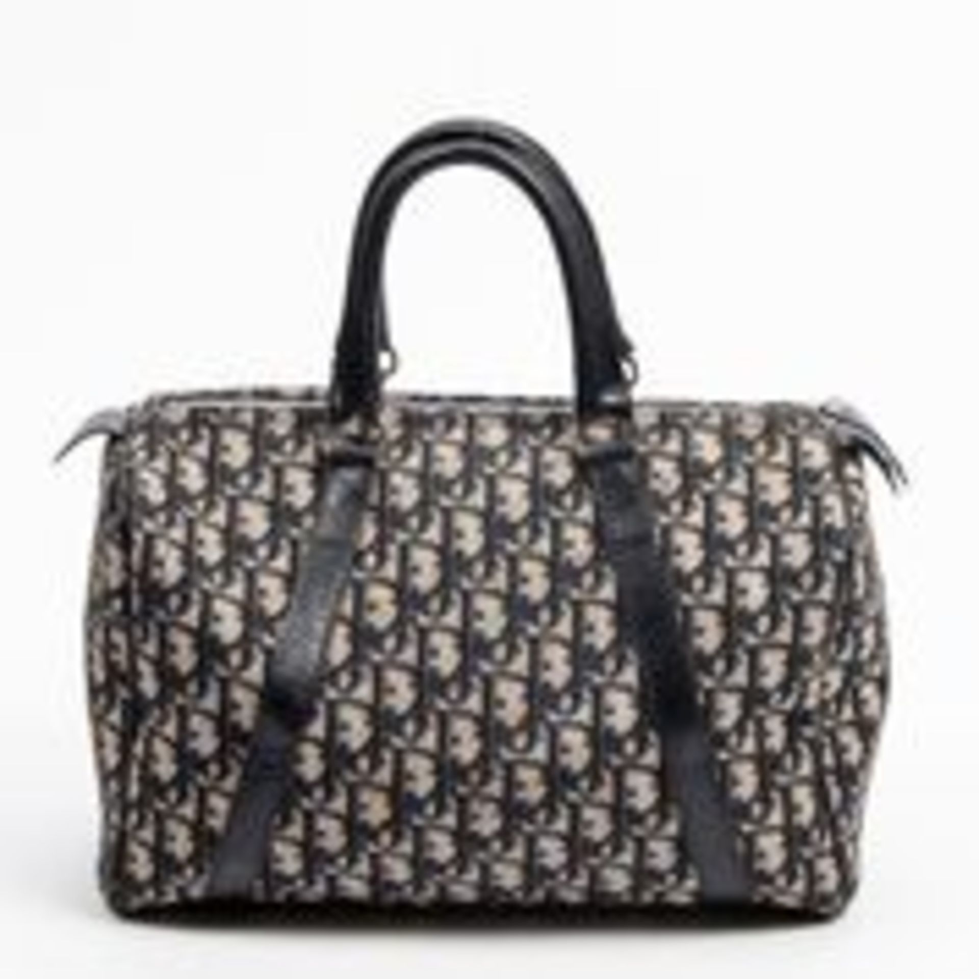 RRP £1,200 Dior Vintage Trotter Boston Handbag Beige/Navy Blue - AAQ5263 - Grade AB - Please Contact
