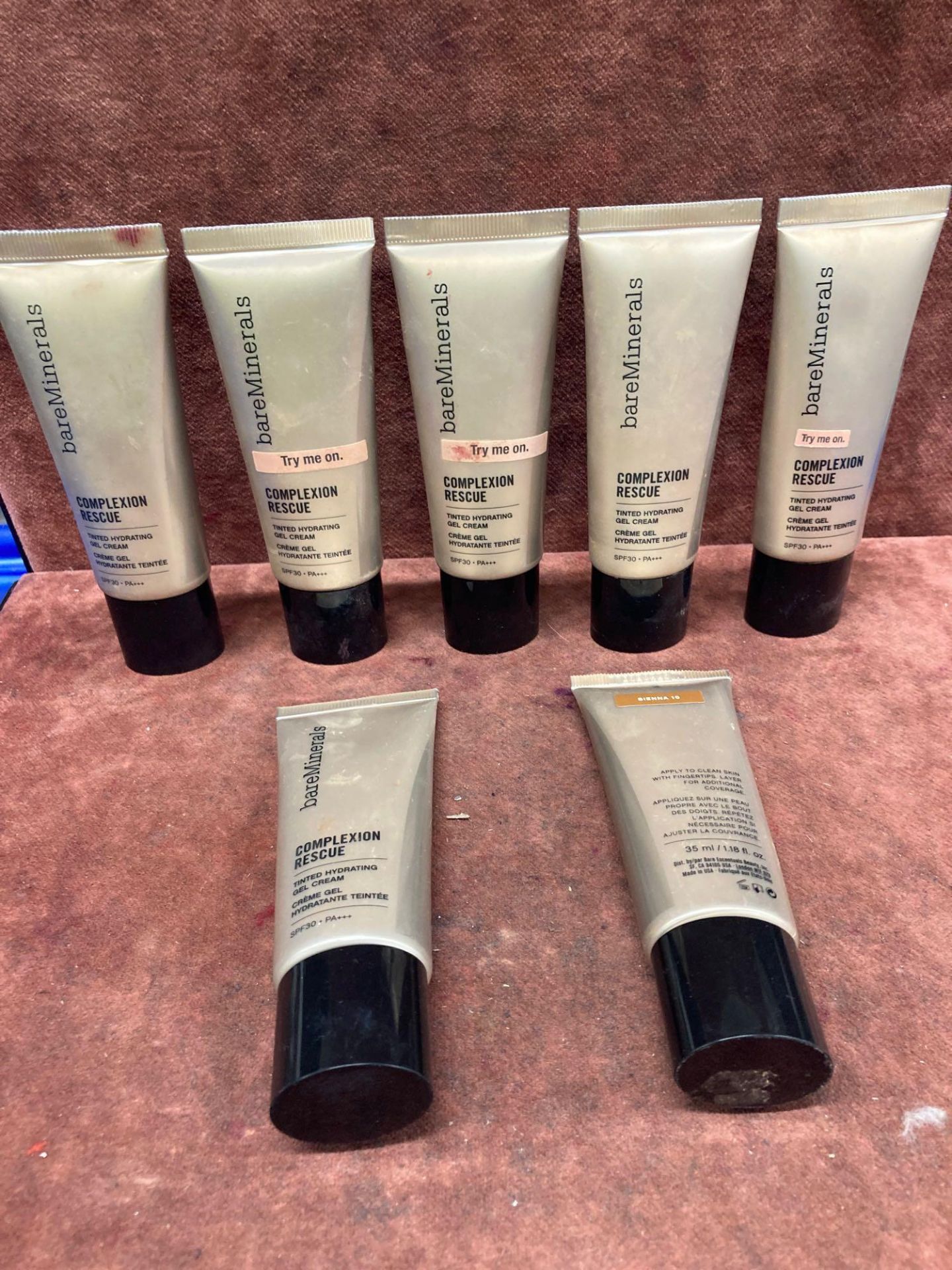 (Jb) RRP £210 Lot To Contain 7 Testers Of 35Ml Bareminerals Complexion Rescue Tinted Hydrating Gel C