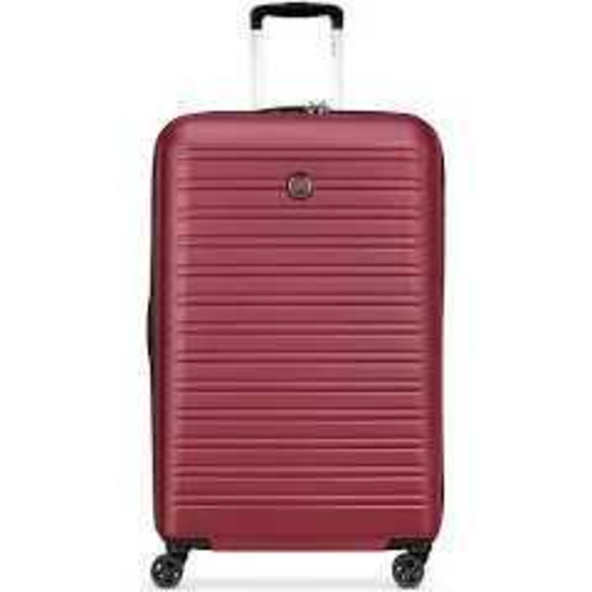 RRP £125 Unboxed Delsey Segur 78Cm Hard Shell 360 Wheel Spin Suitcase In Deep Red (4853983) (