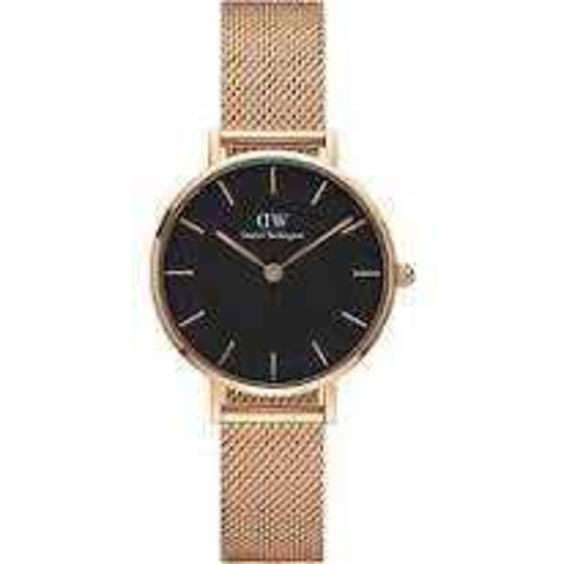 RRP £140 1 Boxed Daniel Wellington Women's 32Mm Petite Rose Gold Black Face Designer Wrist Watch