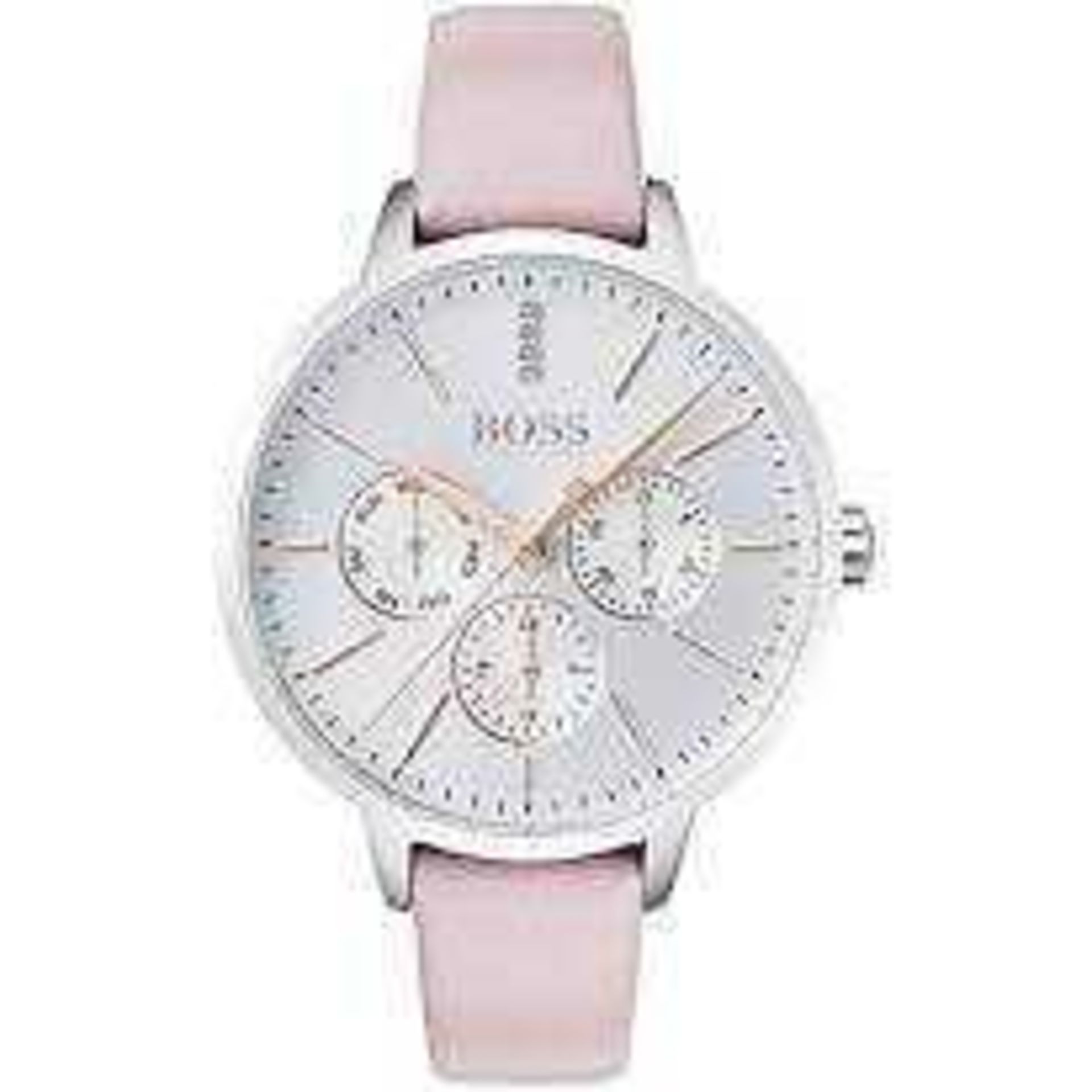 RRP £150 Boss By Hugo Boss 1502419 Symphony Pink Leather Strap Ladies Designer Wrist Watch