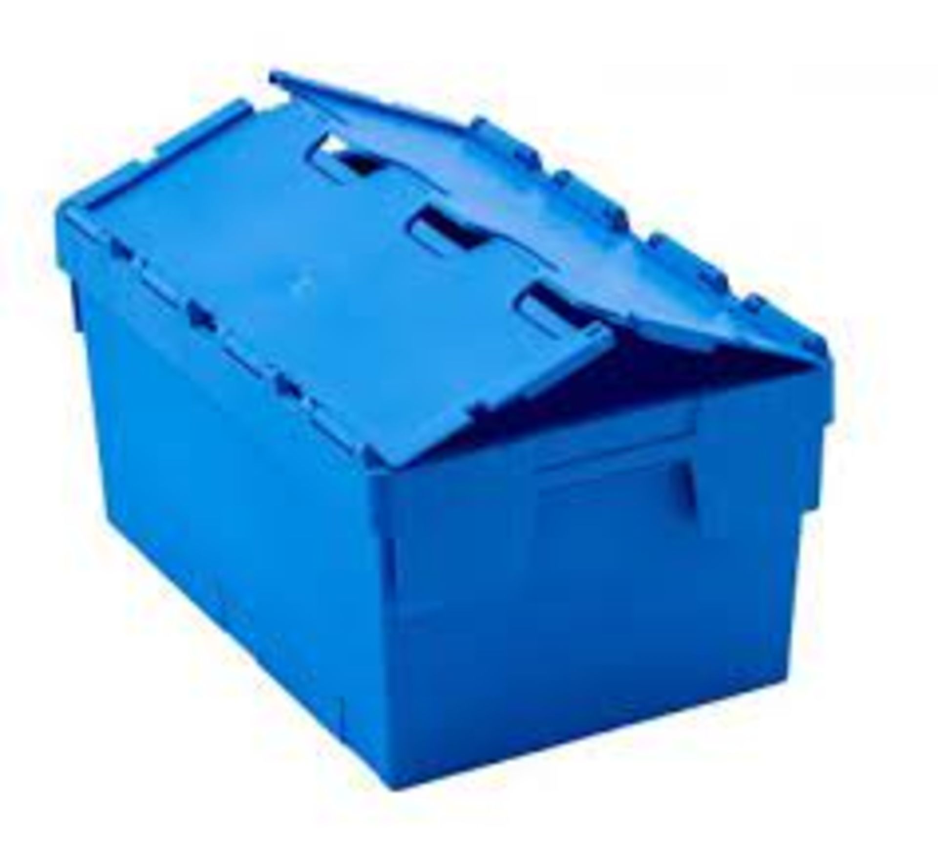RRP £150 Lot To Contain 10 Blue Tote Boxes With Attached Lid (Available On Request) (Pictures For