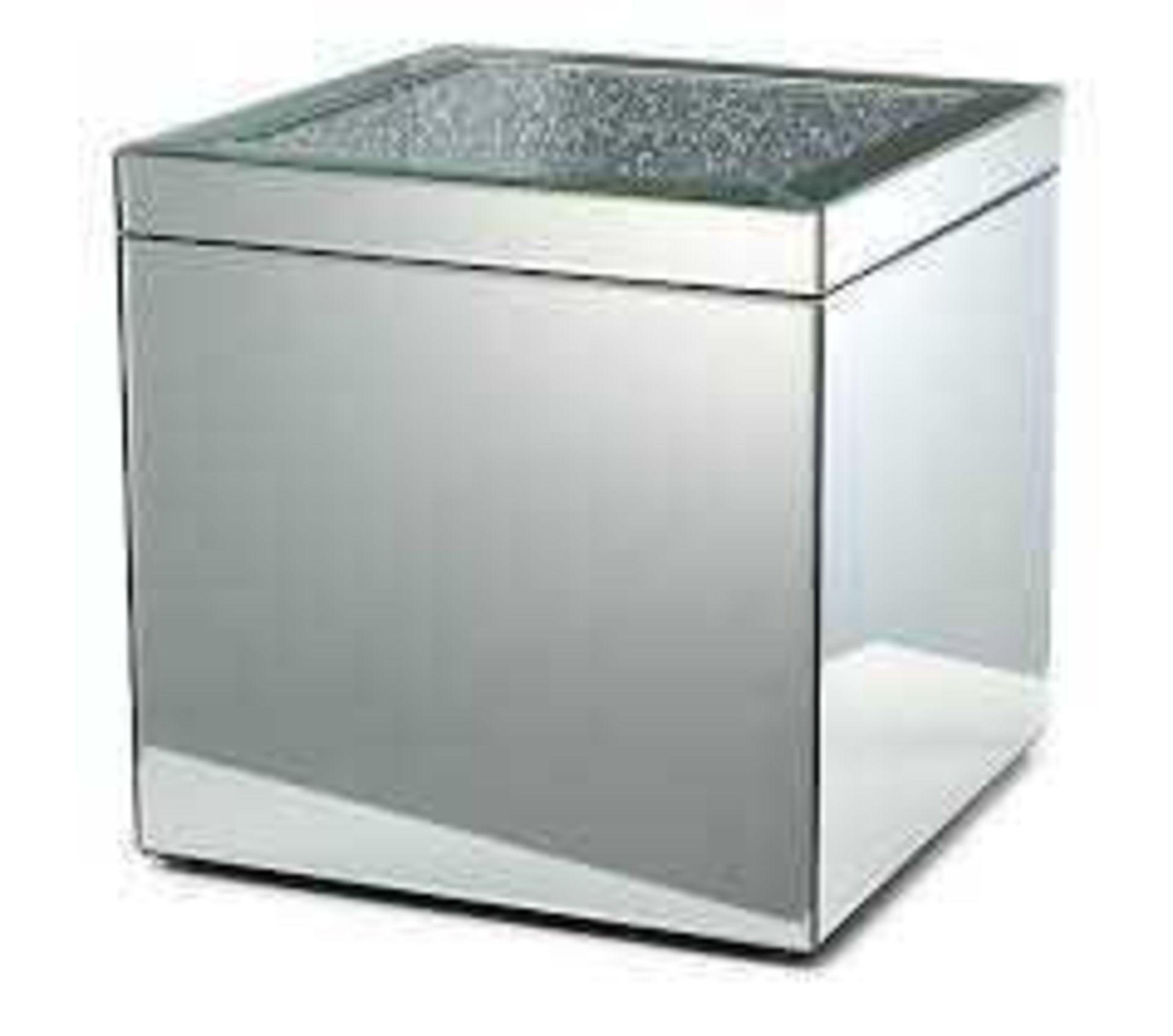 RRP £150 Julian Macdonal Mirrored Small Side Storage Box With Diamante Encrusted Lid (Appraisals