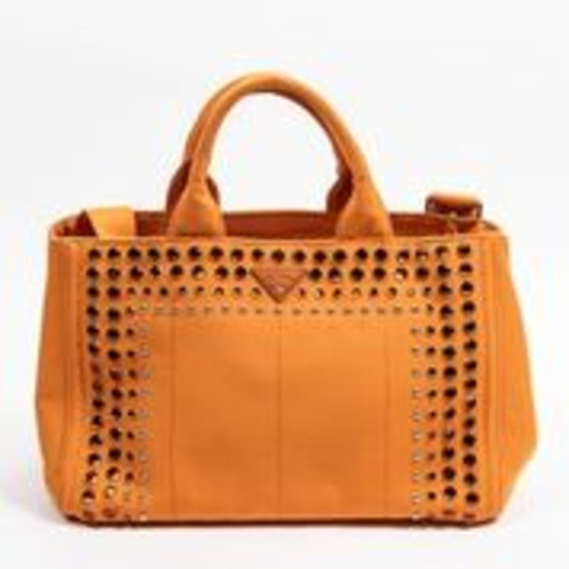 RRP £1,320 Prada Medium Bijoux Canapa Tote Shoulder Bag Papaya - AAR3528 - Grade AA - Please Contact