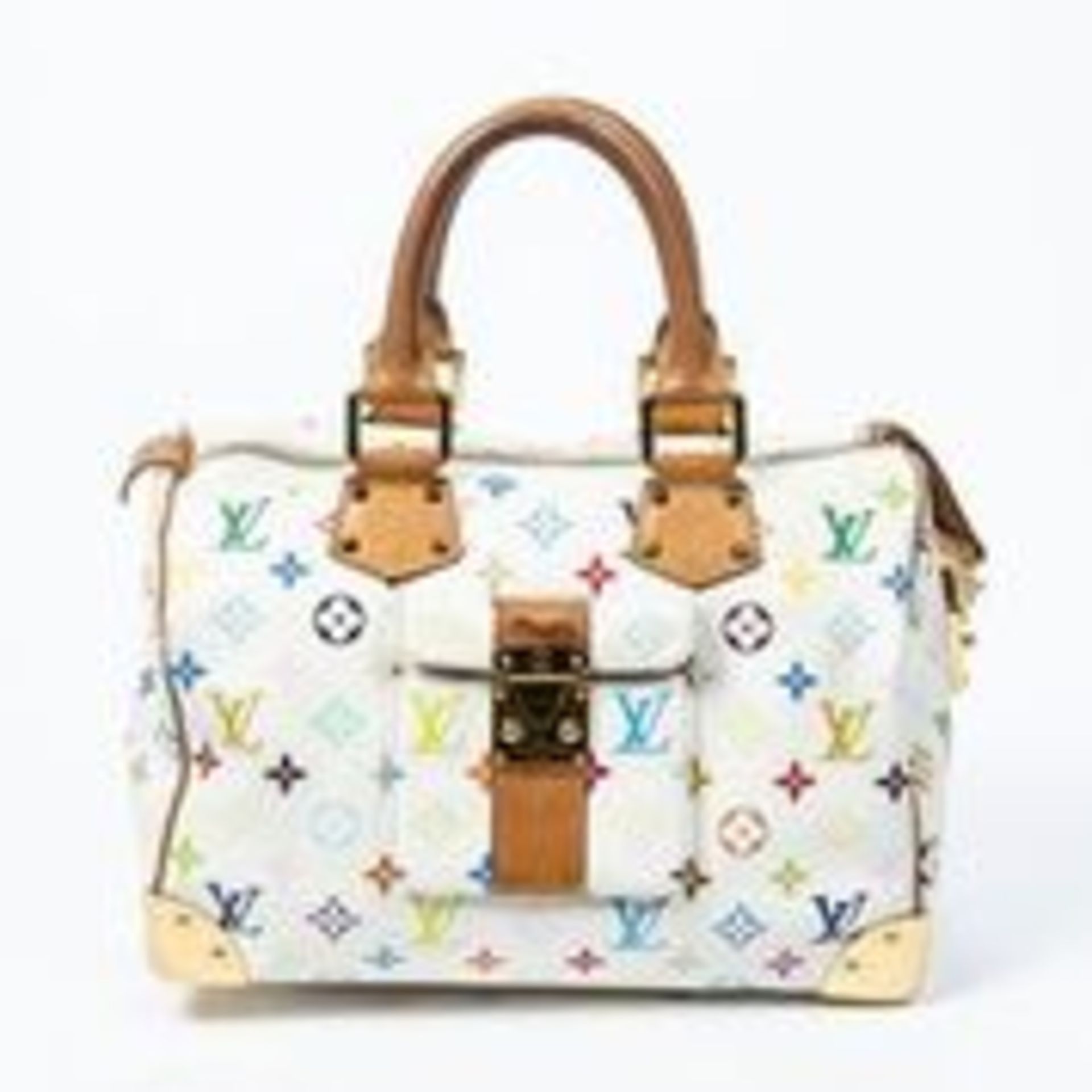 RRP £2,480 Louis Vuitton Ltd. Ed. "Takashi Murakami Multicolore" Speedy Handbag White - AAQ4637 -