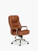 RRP £300 John Lewis And Partners Abraham Tan Leather Gas Lift Swivel Executive Office Chair