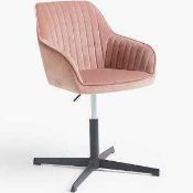 RRP £190 Unboxed Brooke Velvet Pink Office Chair (Appraisals Available On Request) (Pictures For