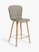 RRP £175 John Lewis And Partners Casper Walnut Wooden Black Leather Designer Bar Stool 301274 (