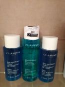 Combined RRP £60 Lot To Contain 3 Assorted Clarins Paris Items To Include Relax Bath And Shower